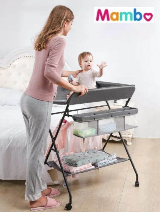 Multifunctional Foldable Baby Diaper Changing Table Station With Wheels