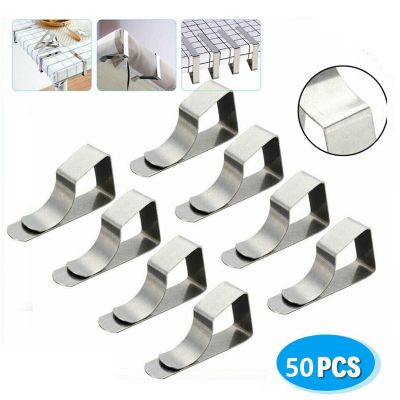 50Pcs Stainless Steel Anti-Slip Tablecloth Clamps Non-Slip Securing Holder Wedding Camping Promenade Table Cloth Cover
