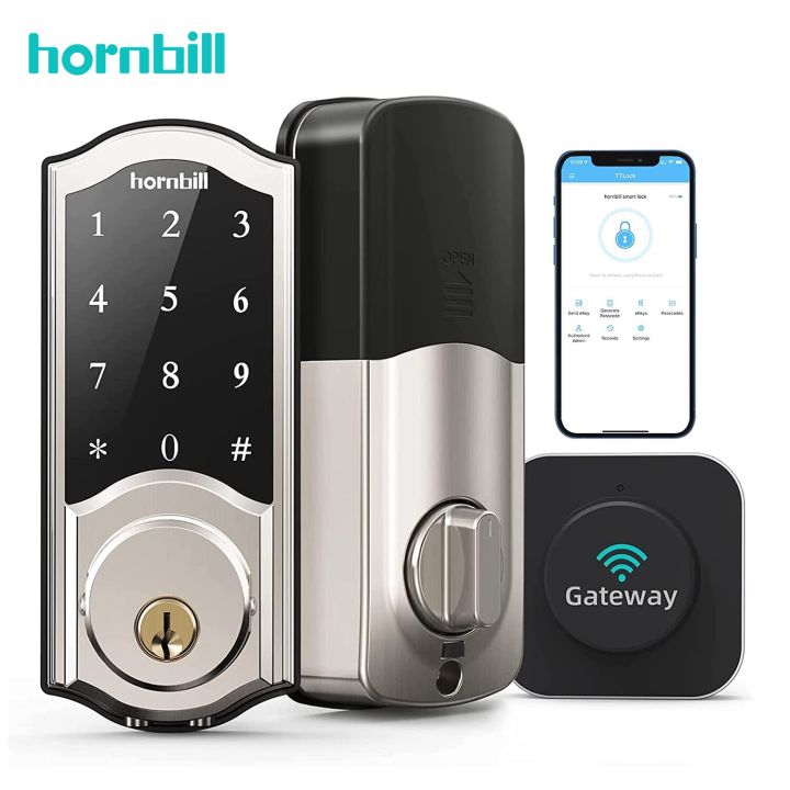 hornbill-ประตูล็อคอัจฉริยะ-wifi-อิเล็กทรอนิกส์พร้อมรีโมทคอนโทรล-g2เกตเวย์โดยไม่ใช้กุญแจด้านหน้าที่ล็อคประตูบลูทูธสำหรับปลอดภัยสำหรับบ้าน