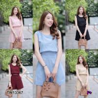 P13367 Set 2 ชิ้น เสื้อแขนกุดโบว์หลัง + กางเกงขาสั้นSet of 2 pieces, sleeveless shirt with bow in the back + shorts