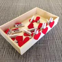 】【、 20Pcs/Pack Mini Heart Love Wooden Clothes Photo Paper Peg Pin Clothespin Craft Postcard Clips Home Wedding Decoration