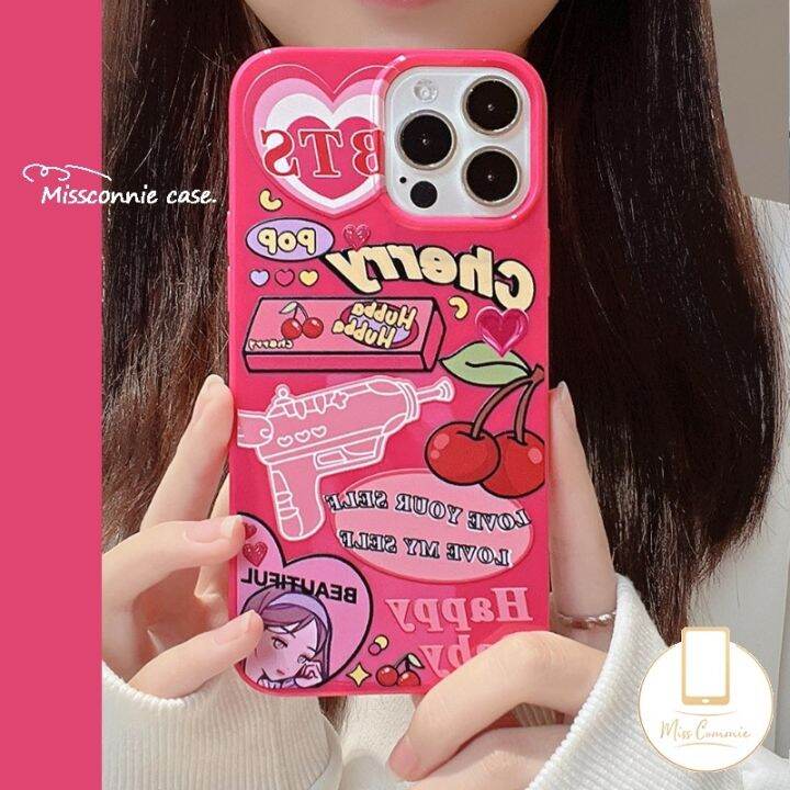 เคสโทรศัพท์มือถือซิลิโคน-นิ่ม-ปิดด้านหลัง-กันกระแทก-ป้องกันกล้อง-ลายการ์ตูนเชอร์รี่-สีแคนดี้-สีแดงกุหลาบ-สําหรับ-iphone-7-8-13-12-14-ma