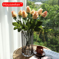 Houseker ผ้าไหมที่สวยงามประดิษฐ์ดอกกุหลาบดอกไม้งานแต่งงานหน้าแรกตกแต่งตารางยาวช่อจัดพืชปลอมของขวัญวันวาเลนไทน์