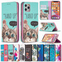 【 Cw】painted Leather Case Wallet Case สำหรับ 7 8 Plus 11 12 Pro Max 12 Mini X XR XS Max SE2020 Color Print Pattern Stand Case