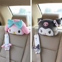 Cute Car Seat Pillow Pink Car Headrest Neck Pillow Cartoon Black Devil Plush Car Seat Head Cushion Neck Support for Women Girls Seat Cushions