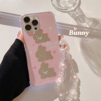 เคสกระจกรูปกระต่ายน่ารักสำหรับโทรศัพท์14 Pro Max Iphone 14 Plus iPhone 13 Pro Max iPhone 13 Mini Iphone 12 Pro Max iPhone 12 Mini 11 Pro Max ซองนุ่มกันกระแทกเคสพร้อมสายคาดโทรศัพท์