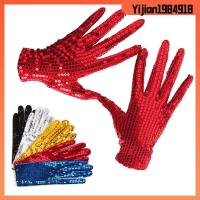 YIJIAN1984918 สีดำสีเงินสีแดงสีฟ้า โกธิค ชุดดิสโก้คอสตูม พังก์สไตล์ คลับ handwear ถุงมือเลื่อมส่องแสง ถุงมือเต้นรำเต้นรำ ถุงมือประสิทธิภาพสูง