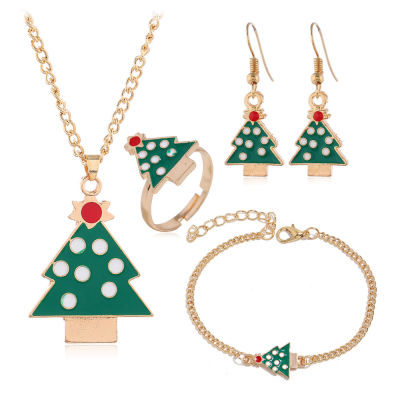 Santa Moose Set Ring Gift Jewelry Series Earrings Christmas