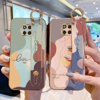 [ข้อเสนอพิเศษ] Romwe  สายรัดข้อมือแฟชั่นเคสชุบด้วยไฟฟ้าสำหรับ Huawei Mate 20 Pro Morandi บล็อกสีที่วางขาตั้งเคสโทรศัพท์กันกระแทก Soft Cover