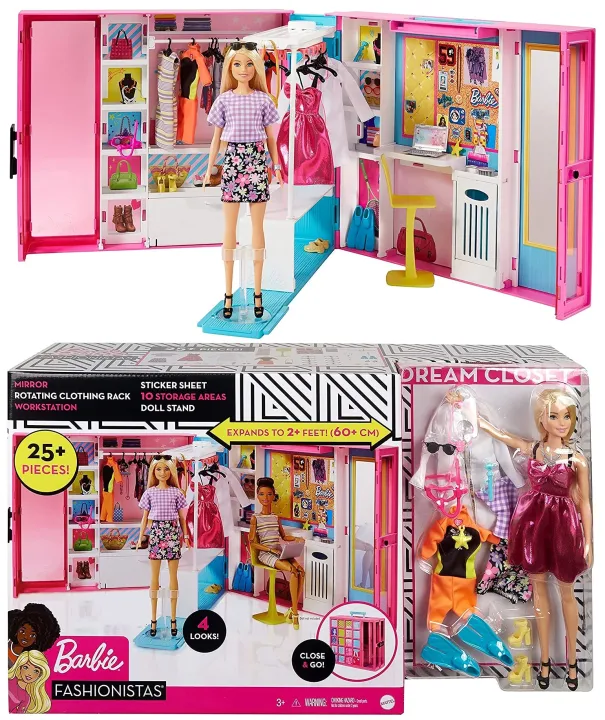 {READY STOCK} Barbie Dream Closet with Blonde Barbie Doll & 25