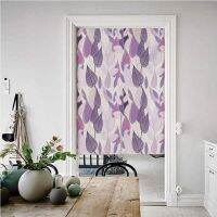 Flower Flare Shade Vintage Abstract Natural Plant Breezes of Purple Leaves with Leaves of Purple Color Purple Half-curtain Door Curtain Kitchen Drapes Soft Hanging Curtain