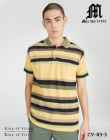 เสื้อโปโลแขนสั้นผู้ชายมีกระเป๋า Maximo Dente คอปก ลายริ้ว คลาสสิค สไตล์ยุโรป สำหรับผู้ใหญ่ รุ่น CV-83-3 เริ่มตั้งแต่Size S-8XL (jumbo)
