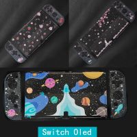 โปร่งใส PC Hard Case ฝาครอบป้องกัน Glitter Crystal Shell สำหรับ Nintendo Switch Oled Joy-Con Controller TPU Soft Protector