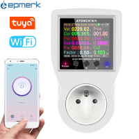 [electronicshop]Tuya W-Ifi ซ็อกเก็ตอัจฉริยะไฟฟ้าตรวจสอบพลังงานหลายเมตรตรวจสอบ2.4 I-Nch หน้าจอสีโทรศัพท์มือถือ APP อุปกรณ์ควบคุมระยะไกล