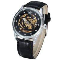 [COD] ladies automatic mechanical watch with diamond street beat leather casual luminous