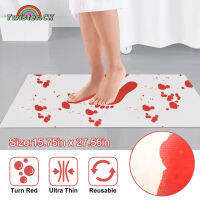 Twister.CK Bloody Bath Mat Changing Mat Red Color Transition Wet Scary Halloween Decor Footprints Disappear Magic Mat For Bathroom