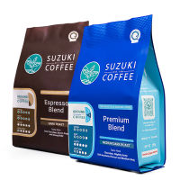 กาแฟคั่วบด SUZUKI COFFEE (แพ็คคู่) Espresso Blend + Premium Blend