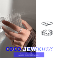 COCOJEWELRY 2ชิ้น/เซ็ตแหวนรักเกาหลีแฟชั่นบุคลิกภาพหญิง Ins เทรนด์เครื่องประดับห่วงนิ้วเปิด