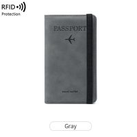 (ซองใส่หนังสือเดินทาง) ยางยืดปกหนังสือเดินทางหนังการบล็อค RFID สำหรับบัตรหนังสือเดินทางเวลาเดินทางผู้ถือบัตรประจำตัวเอกสารบัตรธนบัตรกระเป๋าใส่ของซองใส่หนังสือเดินทาง