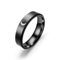 1PC Stainless Steel Titanium Ring Sun Moon Star Couple Ring Gemstone Jewelry Lovers