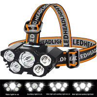 5 Led ไฟหน้า Super Bright หัวติดตั้งไฟฉายที่แข็งแกร่ง Usb ชาร์จในตัวแบตเตอรี่กลางแจ้งแบบชาร์จไฟคืนตกปลา