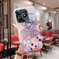 เคสมือถือสำหรับ Realme C51 ฝาหลัง มีไฟสีฟ้าประดับเพชรกันการชนกันของบอลลูนซิลิโคนแบบนิ่มสำหรับผู้หญิงถ้วยน้ำสำหรับ Realme C51เคสโทรศัพท์