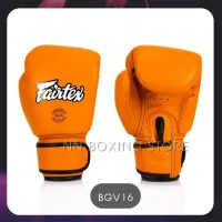 นวมซ้อมชก แฟร์แท็กซ์ สีส้ม ทำจากหนังแท้  Fairtex Boxing Gloves Genuine Leather BGV16 (10,1214,16 oz) Orange Training  MMA Kick boxing