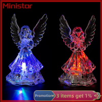 Ministar โคมไฟข้างเตียงที่มีสีสันเรืองแสงคริสตัลตกแต่งปีกนางฟ้าสไตล์3D โคมไฟกลางคืนตั้งโต๊ะไฟสำหรับบ้านไฟ LED นางฟ้า