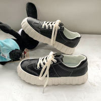 Womans Vulcanized Shoes Canvas Lace-Up Solid Casual Sneakers Thick Bottom Female Skateboard Fashion Plus Size Ladies Footwear