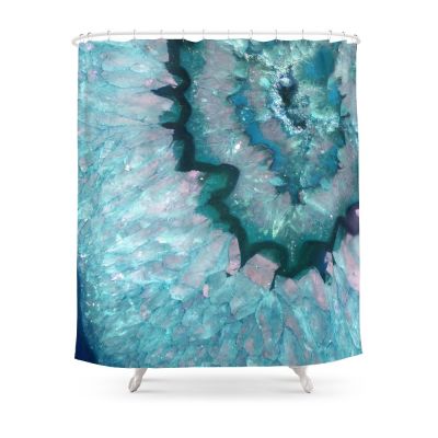 Teal Crystal Shower Curtain With Hooks Home Decor Waterproof Bath Creative Personality 3D Print Bathroom Curtains