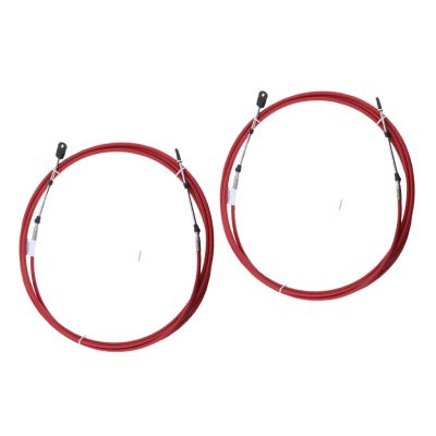 2pieces Throttle Cable Marine Motorcycle Throttle Shift Control Cables for Yamaha Outboard Stainless Steel (11Ft) Red