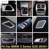 “{》} อุปกรณ์สแตนเลสสตีลสีเงินสำหรับ BMW 3ชุด G20 2019 - 2022 AC ตัวเปลี่ยนเกียร์ชิ้นส่วนตกแต่งส่วนครอบแผงชามเกียร์