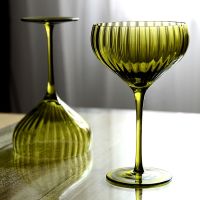 【CW】☽ↂ♂  4/2/1Pcs French Medieval Wine Glass Hand Blown Margarita Cocktail Goblet Cup Dense Edges