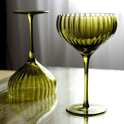 【CW】ﺴ▨▣  4/2/1Pcs French Medieval Wine Glass Hand Blown Margarita Cocktail Goblet Cup Dense Edges