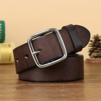 Anti Allergy Stainless Steel Buckle Belt Vintage Luxury Cowskin Genuine Leather Mans Belt Male Cowhide Retro Jeans Soft Belt