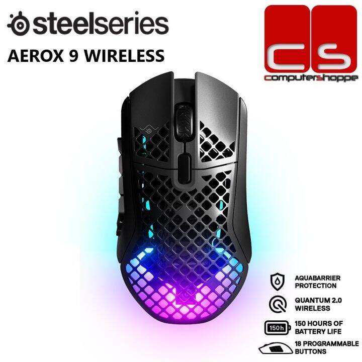 SteelSeries Aerox 9 Wireless + Bluetooth Ultra Lightweight MMO/MOBA ...