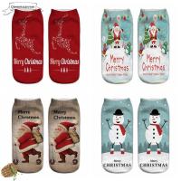 QIEMEIXIANMM Unisex Xmas Gift Cute Santa Claus Boat Socks Low Cut Stocking 3D Print Harajuku Cotton