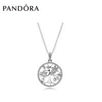 สร้อยคอจี้รูปต้นไม้ครอบครัวแพนดรา เงินแท้ 925 PANDORAˉ genealogy 925 silver necklace and pendant 390384CZ personality simple fashion necklace female clavicle chain women jewelry PANDORAˉ charm