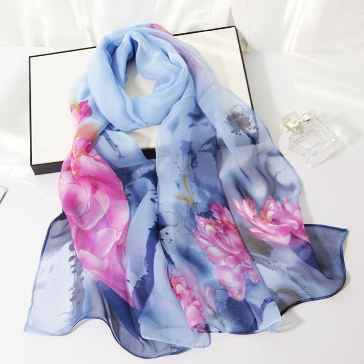 ink-painting-lotus-summer-beach-sun-protection-chiffon-georgette-scarf-women-foulard-shawl-bandana-elegant-thin-breathable