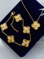 High-quality not afraid of water laser solid four-leaf clover necklace titanium steel bag 18K gold jewelry gift for girlfriend ▥♤