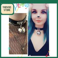 YNDVQO STORE พังก์สไตล์ สร้อยคอปกคอ เครื่องหนังแท้ ปรับได้ปรับได้ จี้สร้อยคอ แฟชั่นสำหรับผู้หญิง กระดิ่งมีกระดิ่ง โซ่คล้องคอ สำหรับผู้หญิง