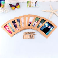 10 Pcs Combination Paper Frame with Clips DIY Kraft Paper Picture Frame Hanging Wall Photos Album Home Decoration Craft