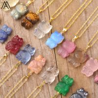 Lovely Cat Gemstone Pendant Necklace For Women Bohemia Crystal Animal Choker Necklace Jewelry Girls Children Gifts Dropshipping