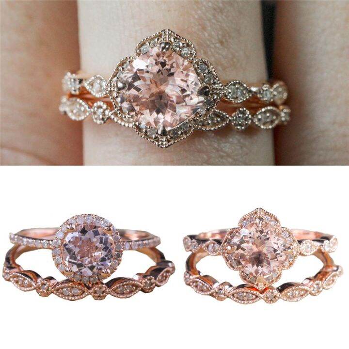 ss-18k-rose-gold-round-floral-crystal-diamond-zircon-ring-wedding-band-ring-set