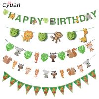 Jungle Party Animal Paper Banner Wall Hanging Bunting Garland Safari Party 1st Birthday Decoration for Kids Animal Theme Decor