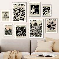 สีดำ Matisse Bauhaus Picasso ดอกไม้อินเทรนด์ภาพวาดผ้าใบ Wall Art Nordic โปสเตอร์พิมพ์ภาพห้องนั่งเล่น Decor