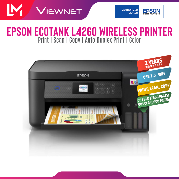 Epson Ecotank L4160 L4260 All In One Ink Tank Colour Printscancopywi Fiauto Duplex 8718