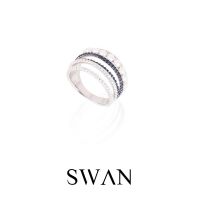 SWAN - Wave Pearl Ring แหวนเงินแท้ มุกแท้ มุกน้ำจืด ฝังเพชรคิวบิกเซอร์โคเนีย cubic zirconia