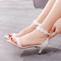 5 cm wedding shoe lace flowers pale mouth one word with sandals fine with white princess buckles sandals women sandals