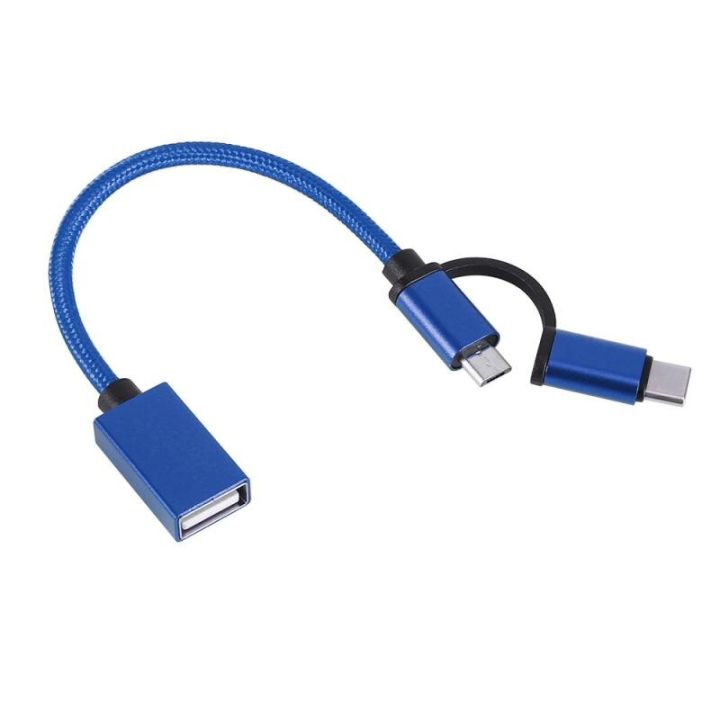 type-c-2-in-1ไดรฟเวอร์-otg-micro-usb-type-c-braided-2-in-1-otg-อะแดปเตอร์สำหรับ-samsung-s10-s10-xiaomi-mi-9สำหรับสายชาร์จ-huawei-p30-pro